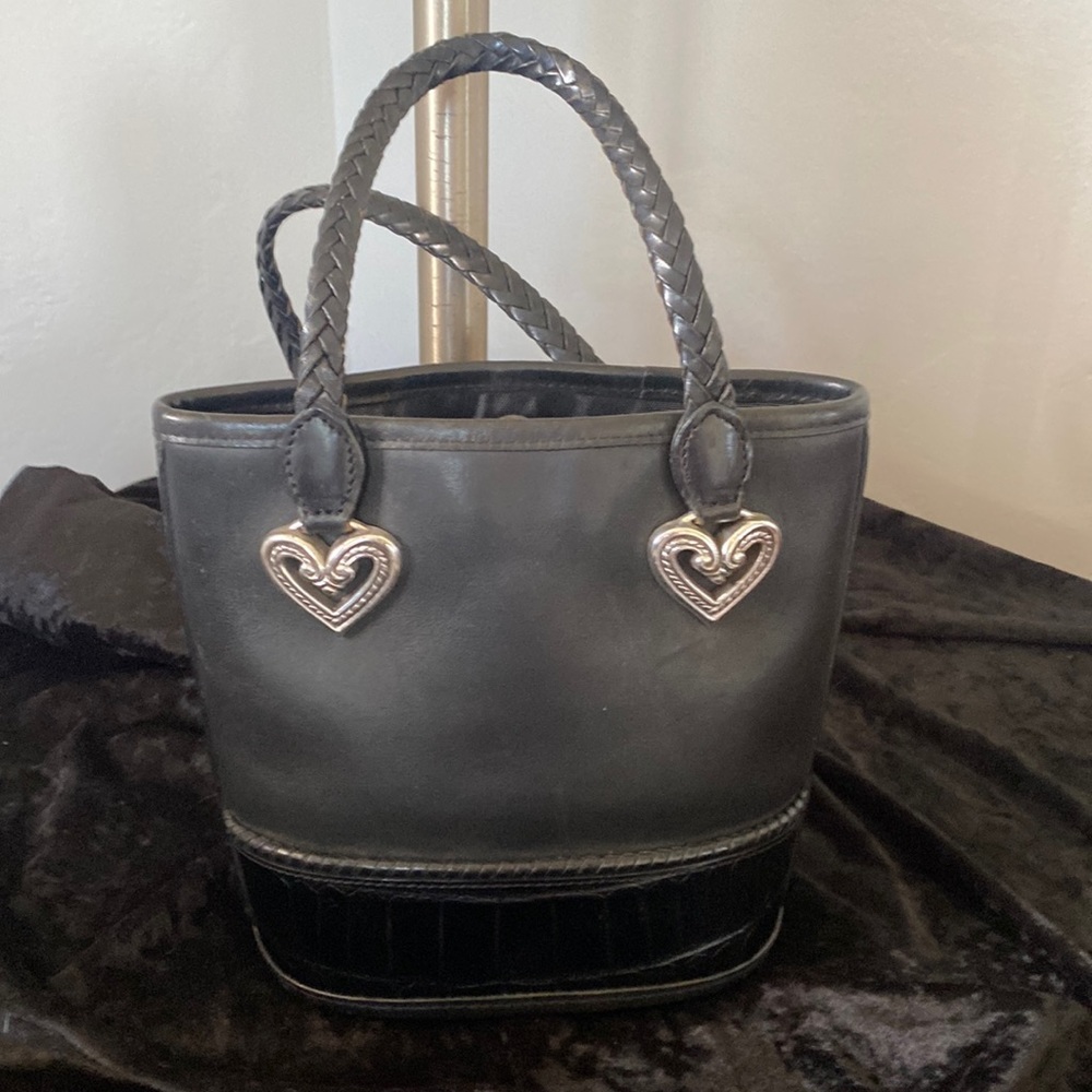 Brighton Black Leather Small Bucket Handbag